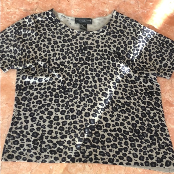 AUGUST SILK ANIMAL PRINT CHEETAH SHORT SLEEVE TOP - Picture 1 of 3